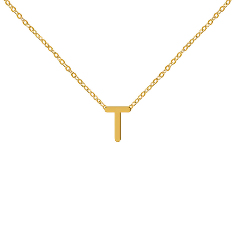 گردنبند طلا 18 عیار زنانه با طرح حلقهای (فلامینگو) گالری قو طلایی مدل حرف T