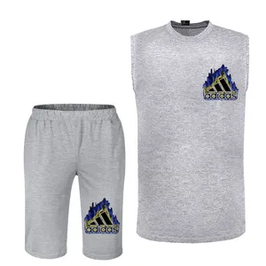 ست تاپ و شلوارک مردانه کد 13  رنگ طوسی