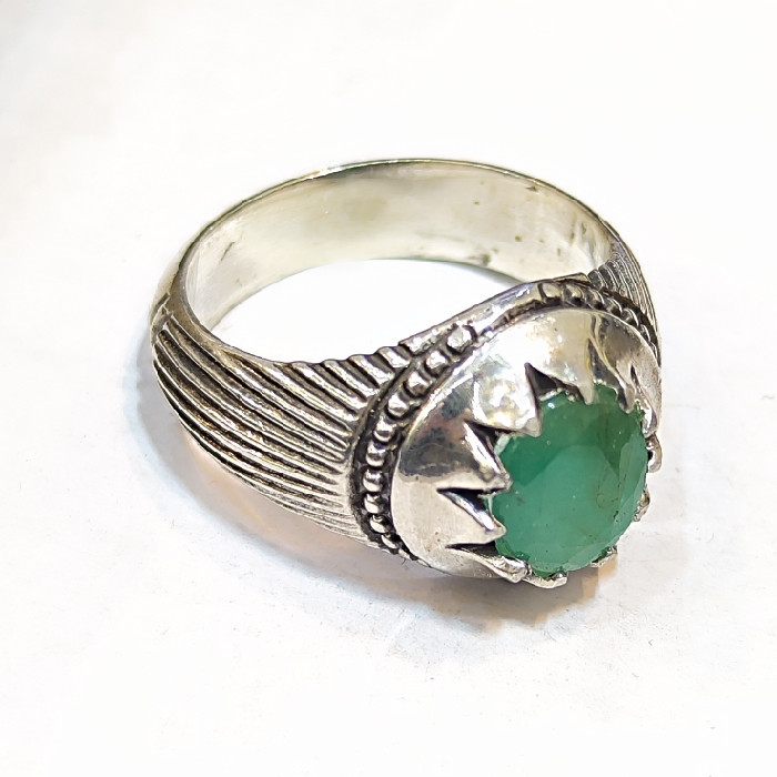 انگشتر نقره مردانه مدل سنگ زمرد آفریقایی کد ۳۲۰۰