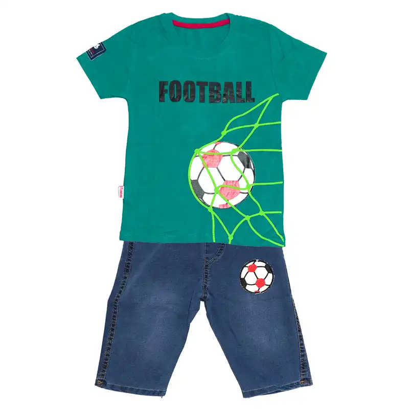 ست تی شرت و شلوارک پسرانه مدل فوتبال کد 1084
