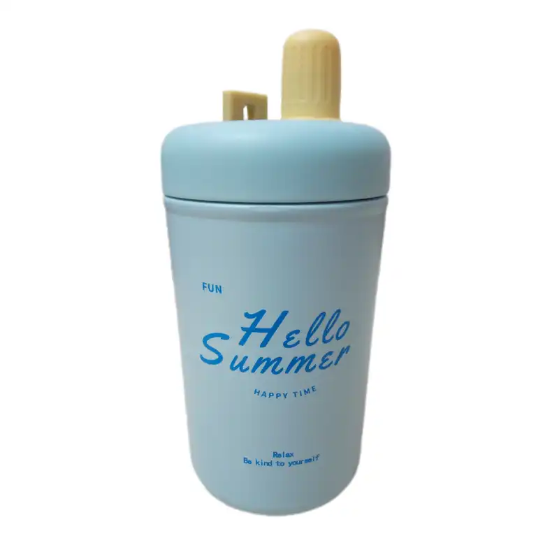 فلاسک کودک مدل نی دار طرح تکست کد 01 گنجایش 0.4 لیتر