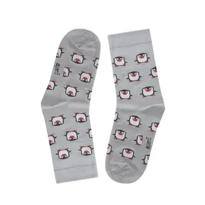 جوراب ساق بلند دخترانه مدل پنگوئنی