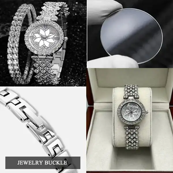 ساعت مچی عقربه ای زنانه جیالی مدل فول نگین کد ne2025