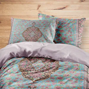 سرویس روتختی مدوپد طرح قالیچه قم ترنجی گلفرنگی مدل C-Ghom115 یک نفره 4 تکه