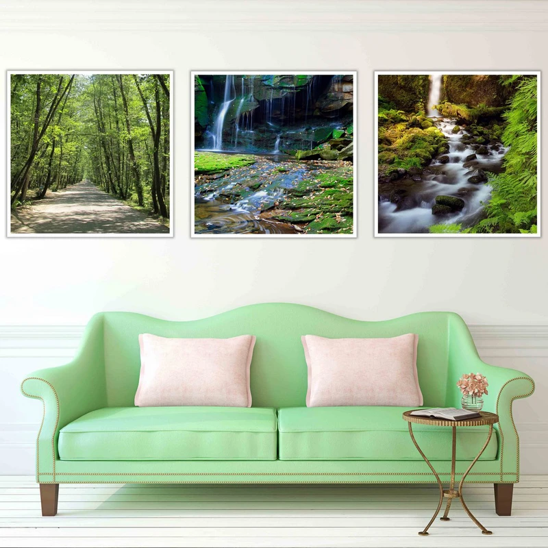 تابلو بکلیت طرح طبیعت بهاری و سرسبز مدل W-450 مجموعه 3 عددی