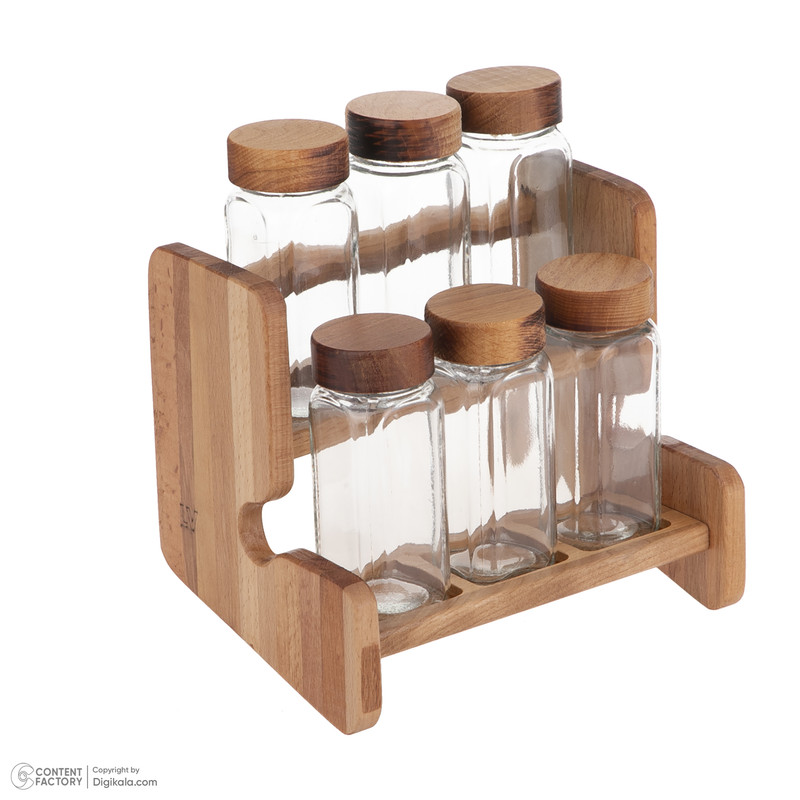 ست جا ادویه 6 پارچه ال وی طرح کلاسیک کد 6353460687 به همراه استند