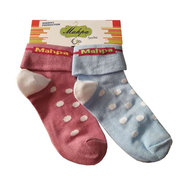 جوراب دخترانه مهپا مدل خالدار لب برگردان مجموعه 2 عددی
