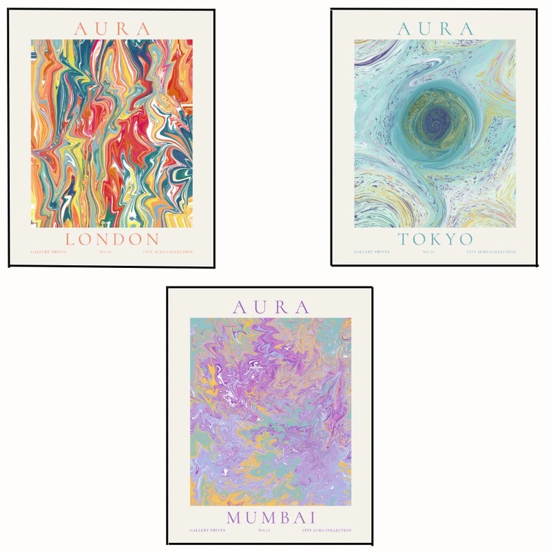 پوستر مدل مستر انرژی آورا شهری-توکیو-بمبئی-لندن مجموعه 3 عددی