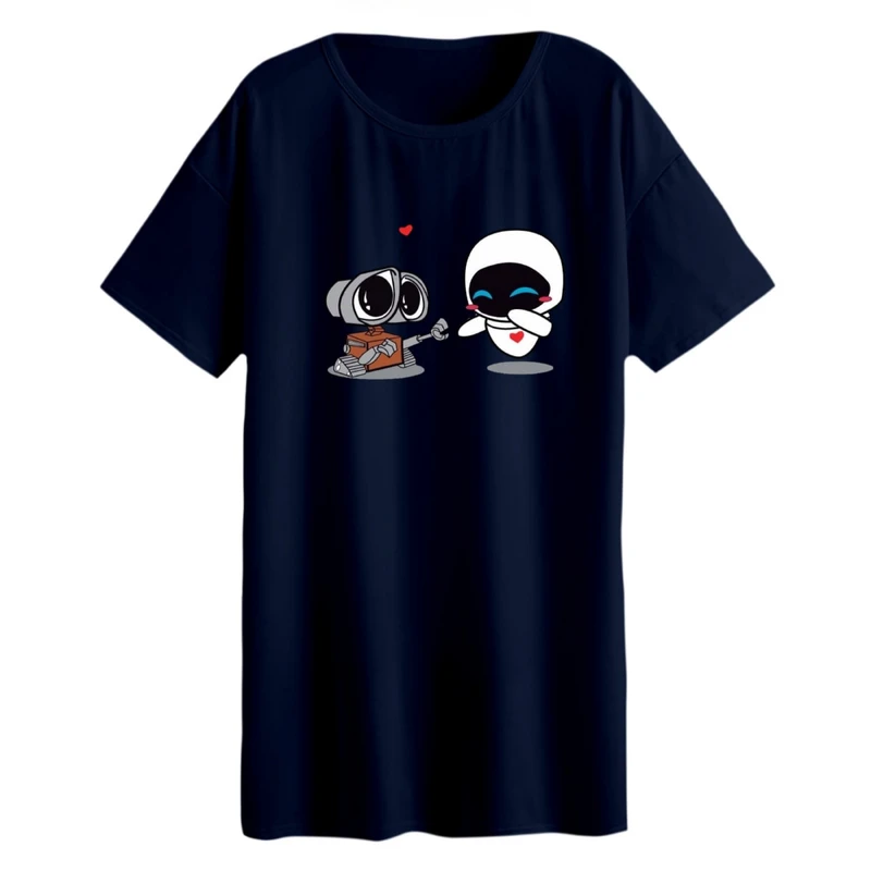 تی شرت لانگ زنانه مدل والی و ربات کد 2