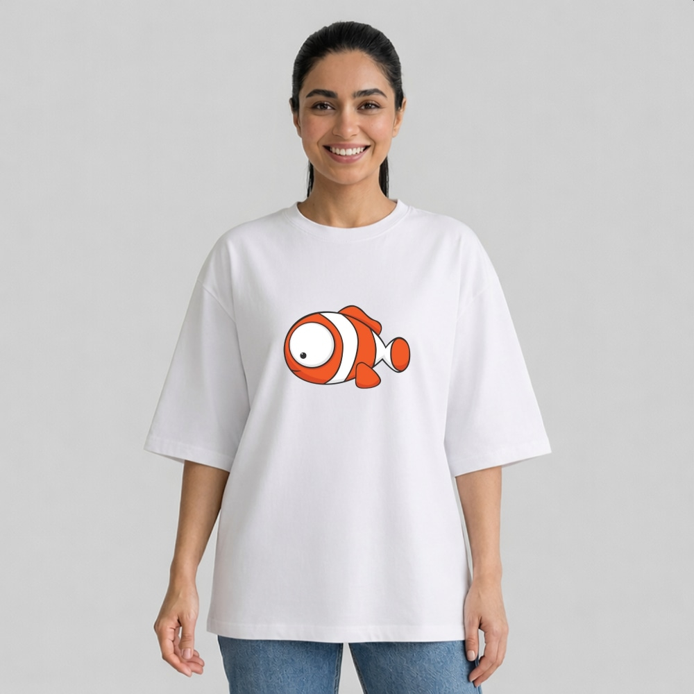 تی شرت آستین سه ربع زنانه مدل باکسی طرح نمو کد p2