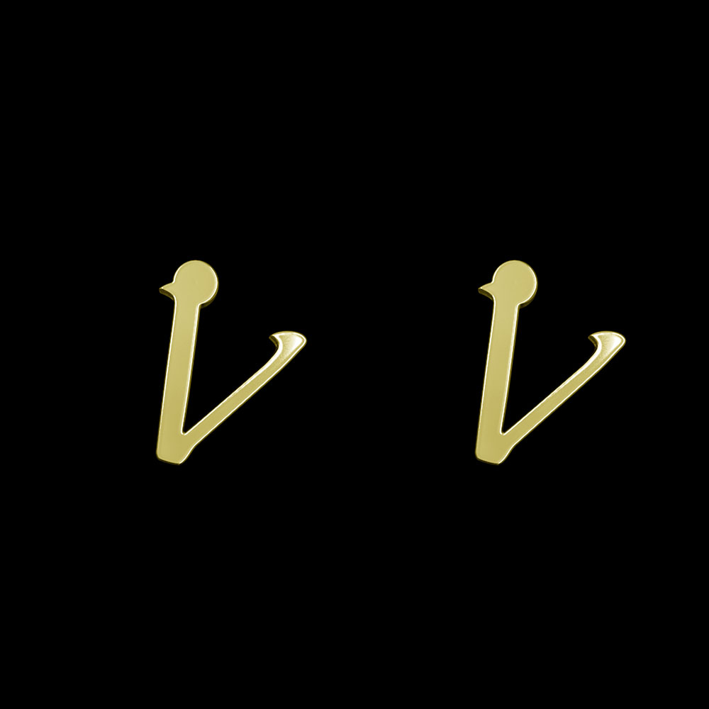 گوشواره طلا 18 عیار زنانه مدوپد مدل حرف V کد GA1-16934