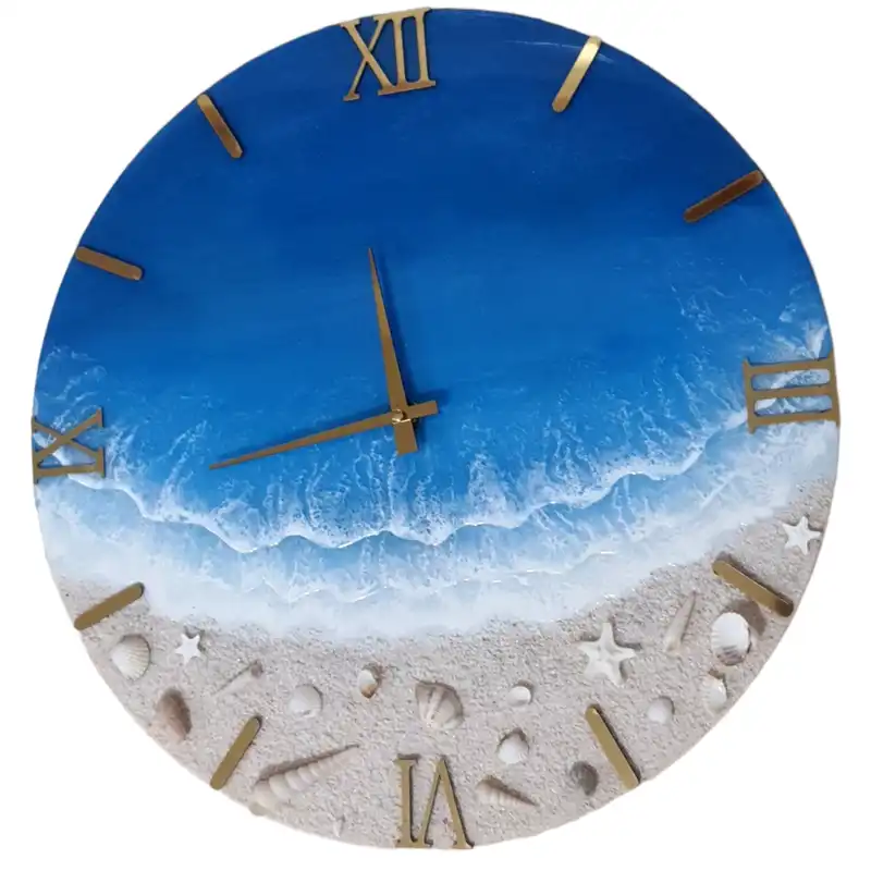 ساعت دیواری رزینی طرح دریا و ساحل
