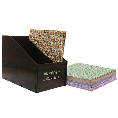 کاغذ اوریگامی کد 22 بسته 120 عددی به همراه جعبه نگهدارنده کاغذ