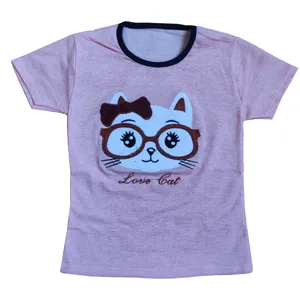 تی شرت آستین کوتاه دخترانه مدل گربه کد 6