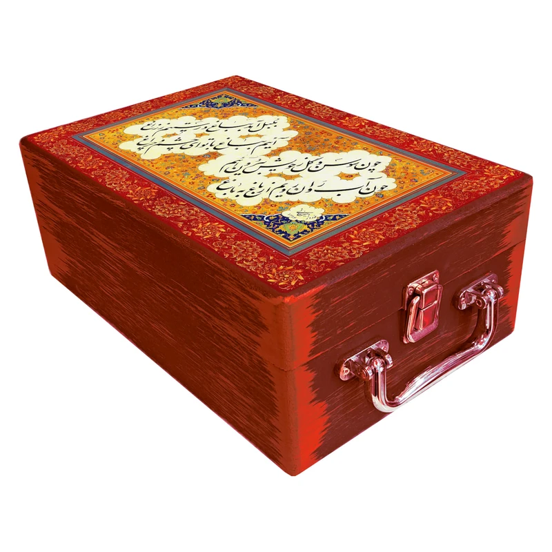  جعبه هدیه مدل چمدان چوبی طرح بهاری کد WS721