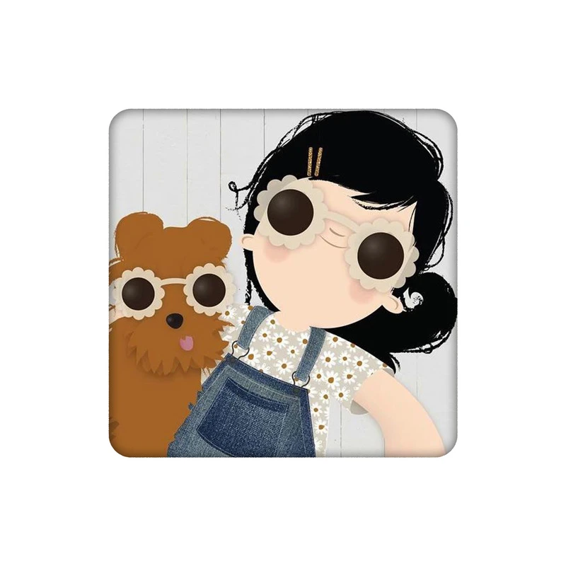 زیرلیوانی طرح دختر و سگش کد 0916479