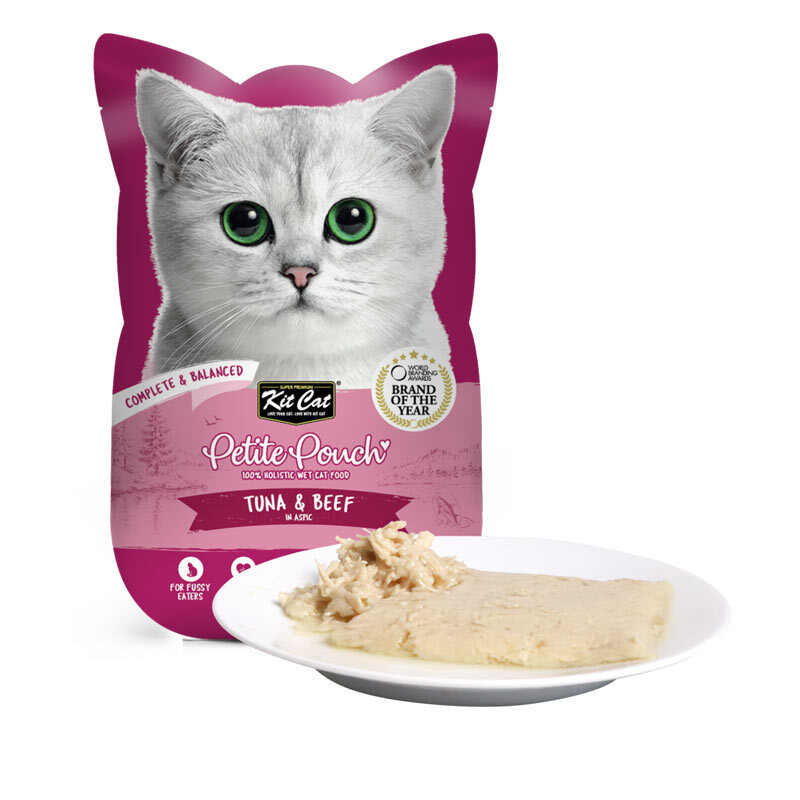 پوچ گربه بالغ کیت کت مدل Petite طعم ماهی تن و گوشت گاو وزن ۷۰ گرم