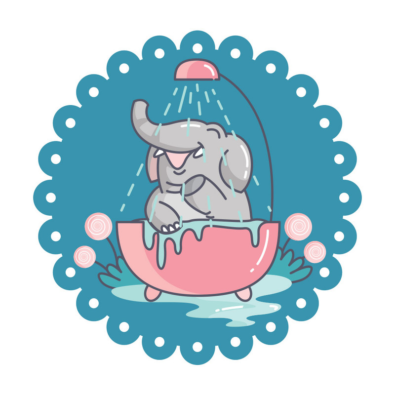 استیکر مدل حمام فیل بازیگوش کد SE1