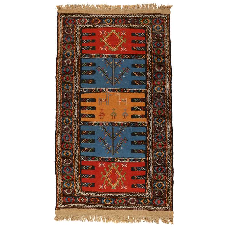 گلیم دستبافت دومتری طرح سفره کردی کد 1405162