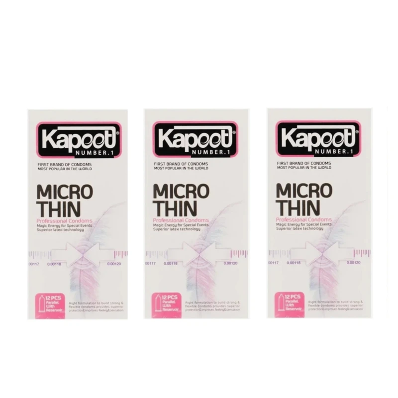 کاندوم  کلاسیک کاپوت مدل MICRO THIN سه بسته 12 عددی