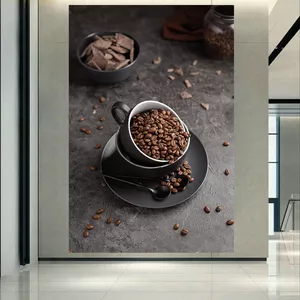پوستر پارچه ای طرح قهوه مدل دانه و فنجان کد ARY52