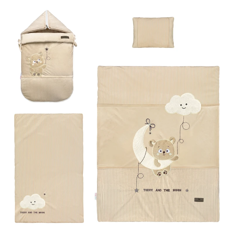 سرویس خواب 4 تکه کودک پینک بلو طرح خرس و ماه