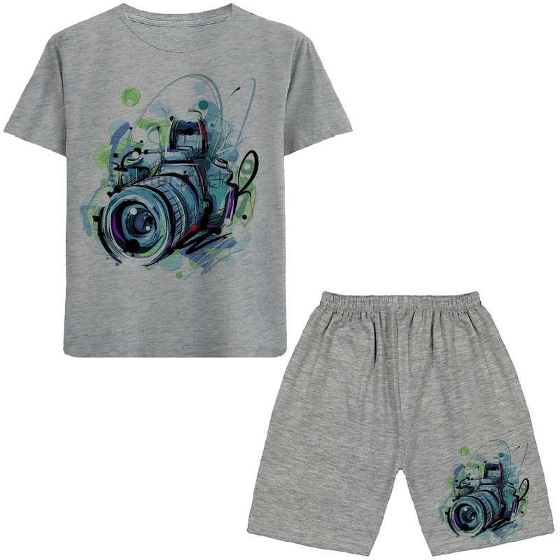 ست تی شرت و شلوارک پسرانه مدل دوربین N185