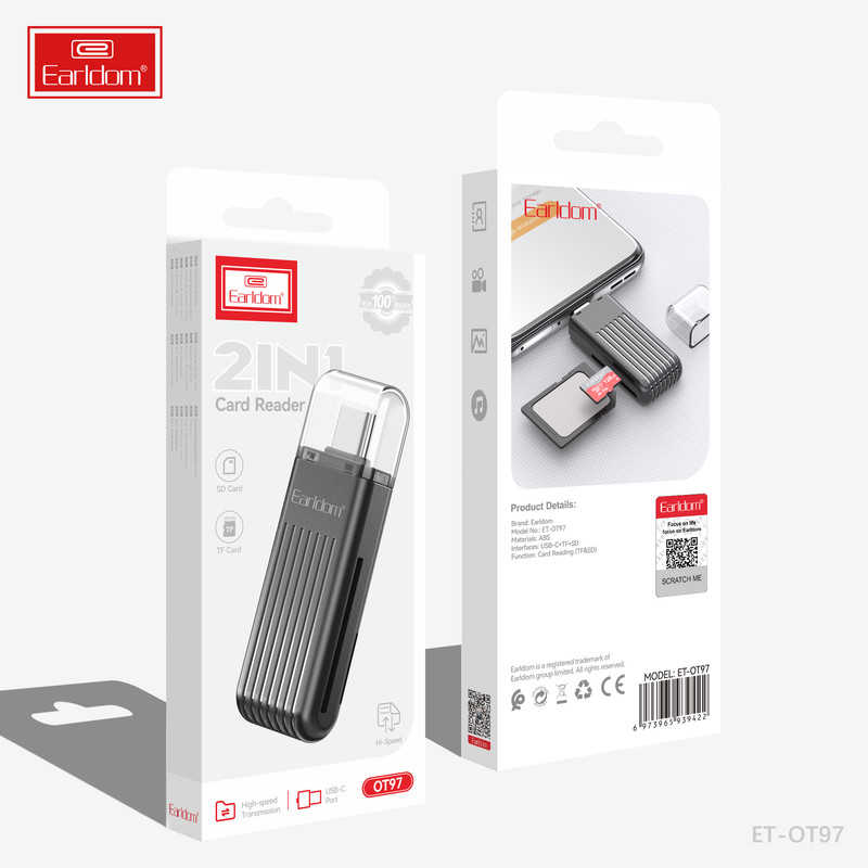 کارت‌خوان ارلدام مدل 2IN1 Card Reader USB-C OT97