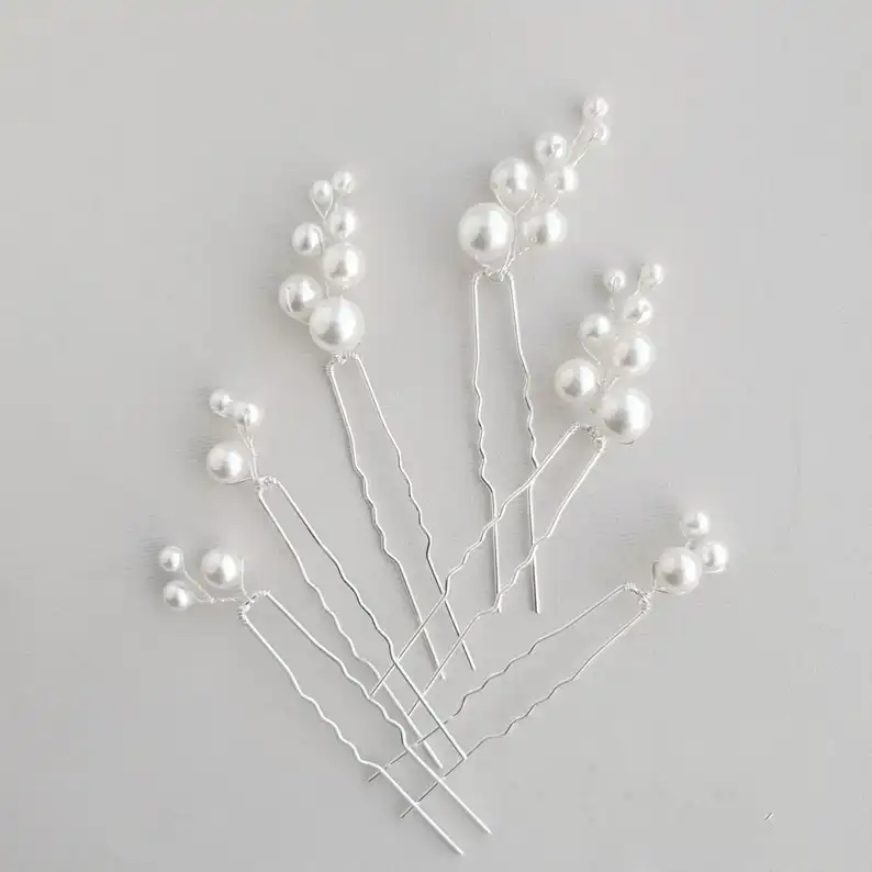 سنجاق مو زنانه مدل مروارید بسته 6 عددی