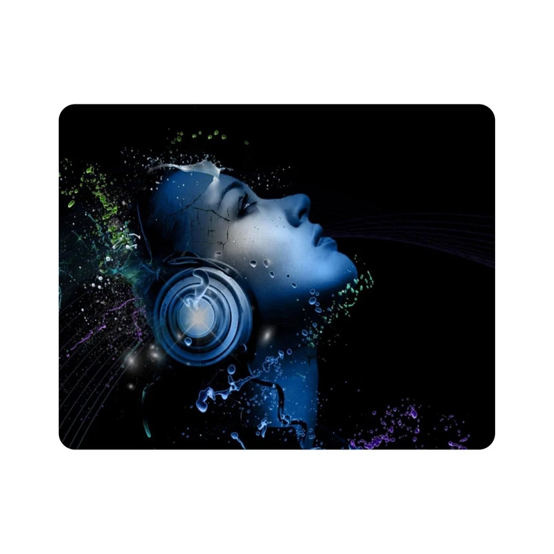 ماوس پد اطلس آبی طرح انتزاعی دختر و هدفون مدل T1265