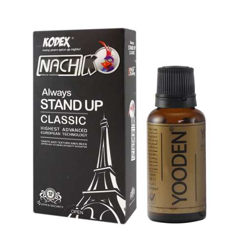 کاندوم ناچ کدکس مدل Stand Up Classic بسته 12 عددی به همراه روغن یودن کد 01 حجم 30 میلی لیتر
