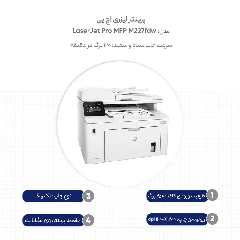 پرینتر لیزری اچ پی مدل LaserJet Pro MFP M227fdw