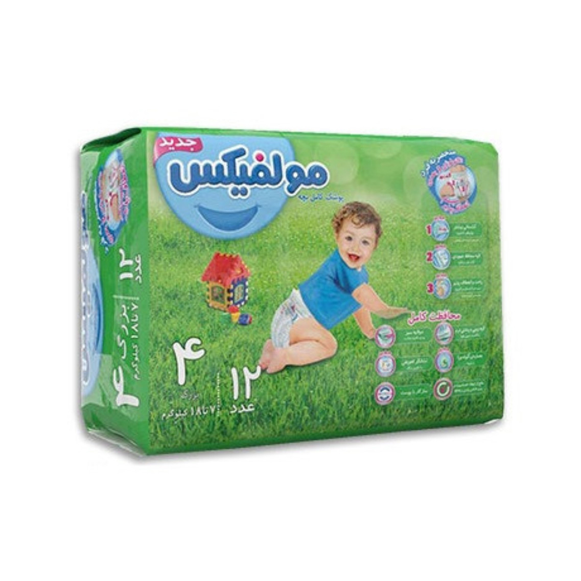 پوشک بچه مولفیکس مدل یونیک سایز 4 بسته 12 عددی مجموعه 4 عددی