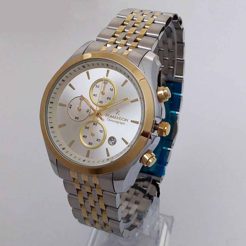ساعت مچی عقربه‌ای مردانه رومانسون مدل بندفلزی سه موتور کرنوگراف ضدآب کد 25021 -  - 2