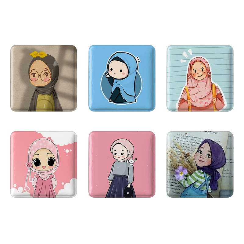 مگنت خندالو طرح دخترانه باحجاب کد 1669A مجموعه 6 عددی