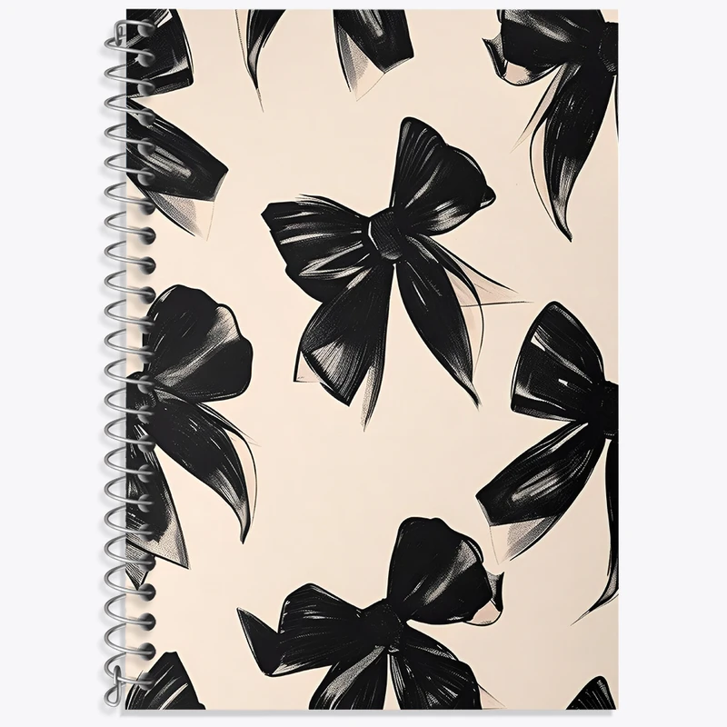 دفتر زبان 50 برگ خندالو مدل دو خط طرح پاپیون مشکی کد N3216