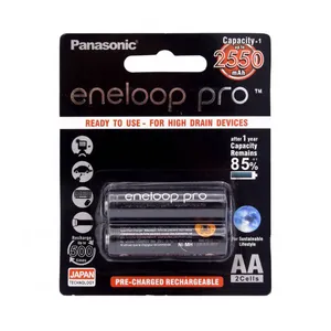 Panasonic Eneloop Pro BK-3HCDE Rechargeable AA Battery Pack Of 2