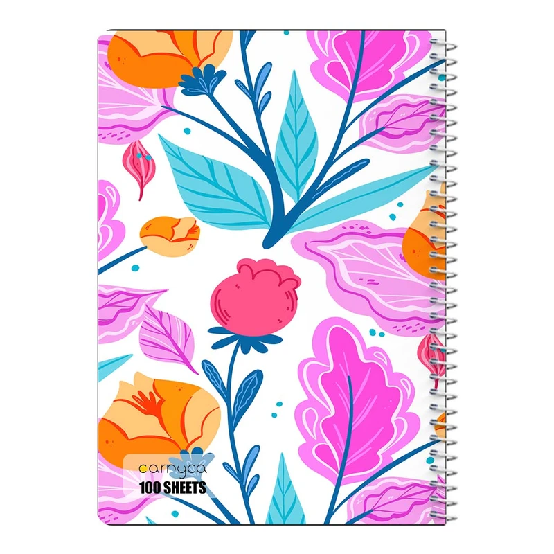 دفتر مشق 100 برگ سیمی کارنیکا طرح پترن گل دار Floral Pattern کد 30527