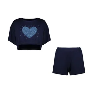 ست نیم تنه و شلوارک زنانه ناربن مدل 3150-1521705 رنگ سرمه ای