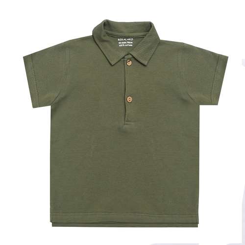 پولوشرت آستین کوتاه نوزادی ریکالاکو مدل جودون رنگ سبز