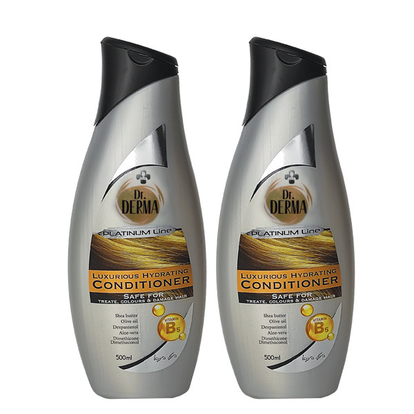 نرم کننده مو دکتر درما مدل پلاتینیوم حجم 500 میلی لیتر مجموعه 2 عددی نرم کننده مو دکتر درما مدل پلاتینیوم حجم 500 میلی لیتر مجموعه 2 عددی