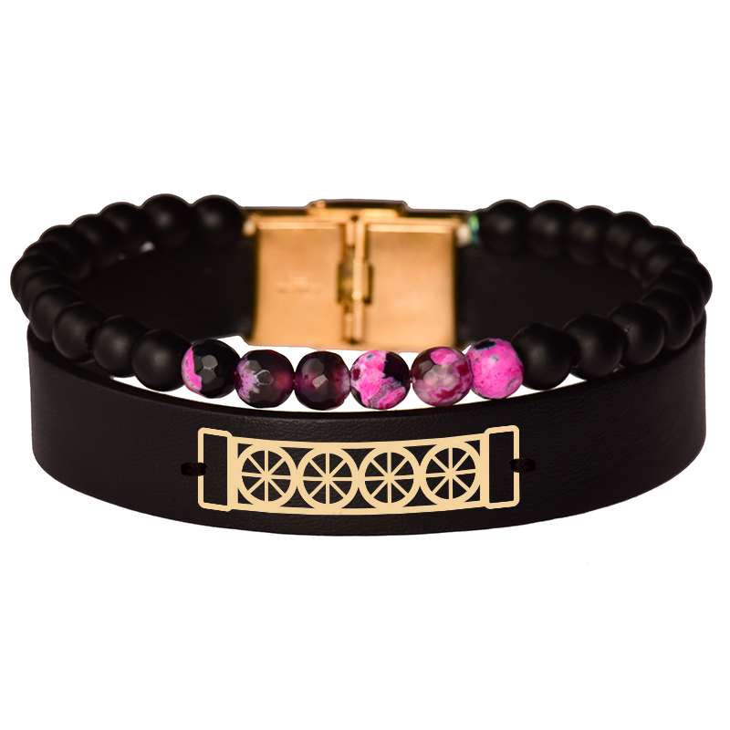 دستبند طلا 18 عیار مردانه کرابو طرح هندسی مدل Kr102394