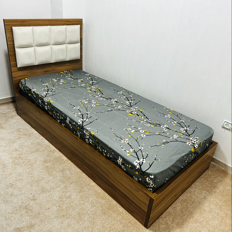 ملحفه ناتوسا مدل کشدار کد شکوفه یک نفره سایز 90x200 سانتی متر