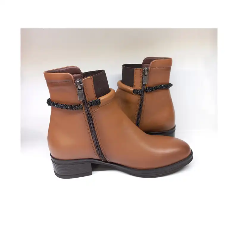 نیم بوت زنانه سرزمین چرم کد 145320 رنگ عسلی