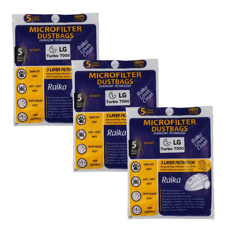 پاکت جاروبرقی رایکا مدل 01 مناسب الجی 7000 سه بسته 5 عددی