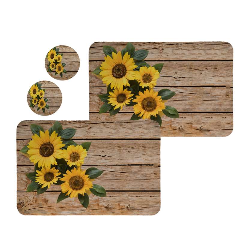 زیربشقابی طرح آفتابگردان کد 8326 مجموعه 2 عددی همراه زیر لیوانی زیربشقابی طرح آفتابگردان کد 8326 مجموعه 2 عددی همراه زیر لیوانی