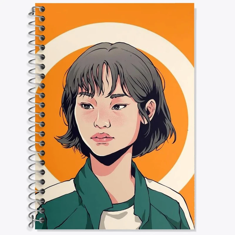 دفتر زبان 50 برگ خندالو مدل دو خط طرح کانگ سه بیوک بازی مرکب Squid Game کد 10798