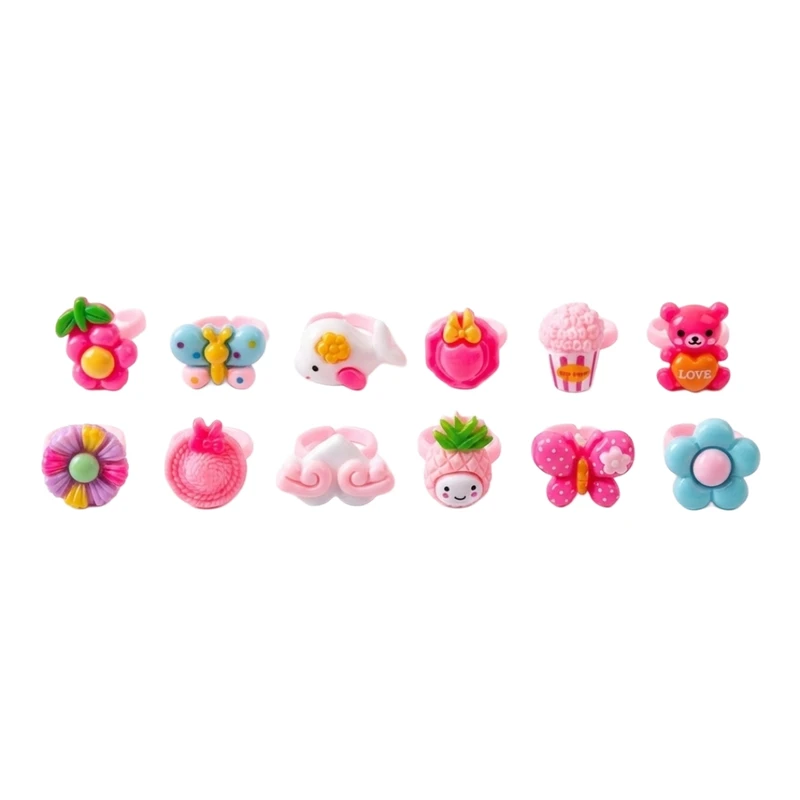 انگشتر دخترانه طرح عروسکی مجموعه 12 عددی