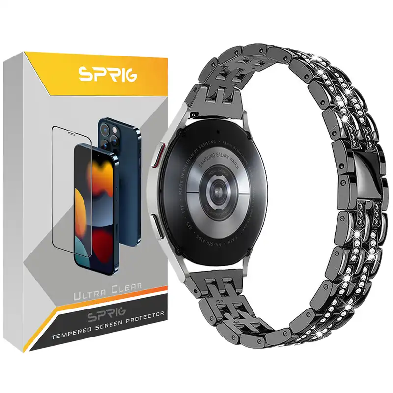 بند اسپریگ مدل Diamond Two line مناسب برای ساعت هوشمند سامسونگ Galaxy Watch 4 40mm / watch 4 42mm / watch 4 44mm / watch 4 46mm / Watch 5 40mm / Watch 5 44mm / Watch 5 pro 45mm