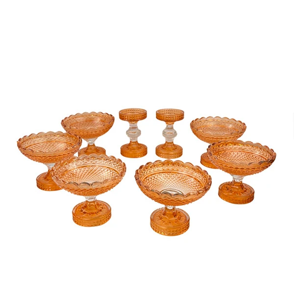 مجموعه ظروف هفت سین 8 پارچه مدل شیشه ای شطرنجی کد 08